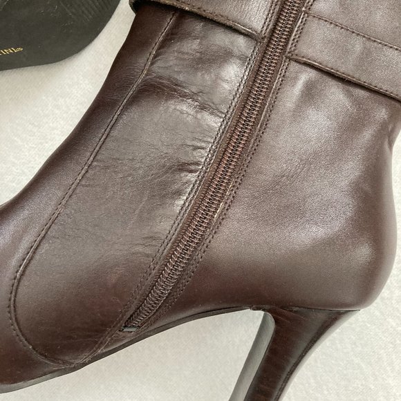 Franco Fortini "Leigh" Brown Leather Heeled Ankle Boots - Picture 5 of 14